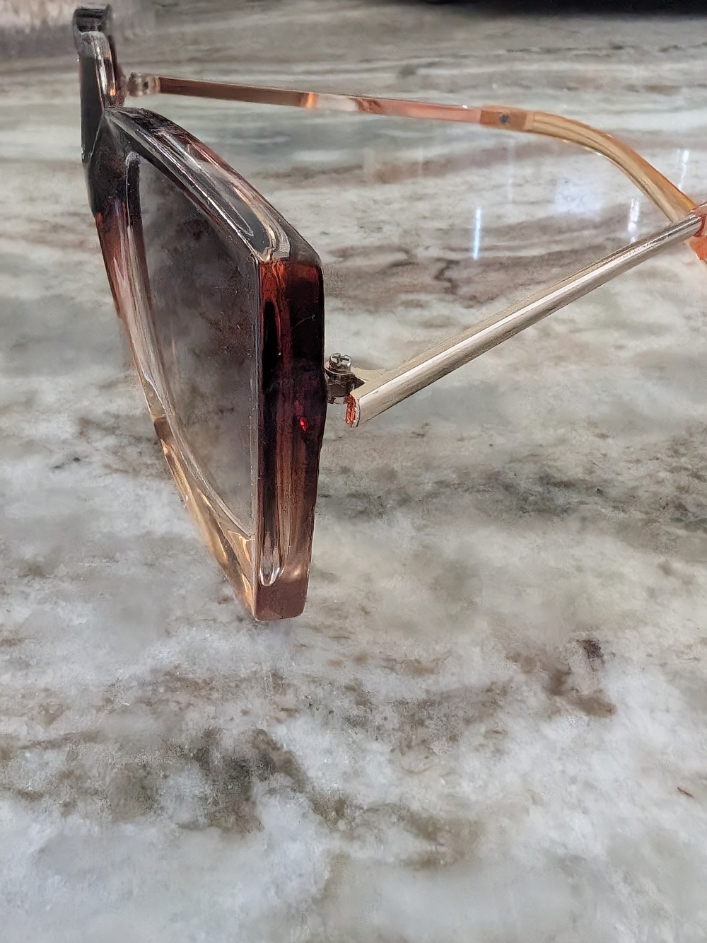 Retro Square Gradient Brown Sunglasses - Women - Picture 5 of 7